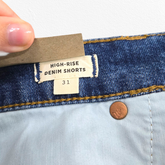 Madewell Medium Wash High-Rise Denim Shorts Size 31 NWT Raw Hem Rolled Cutoffs - Picture 7 of 11